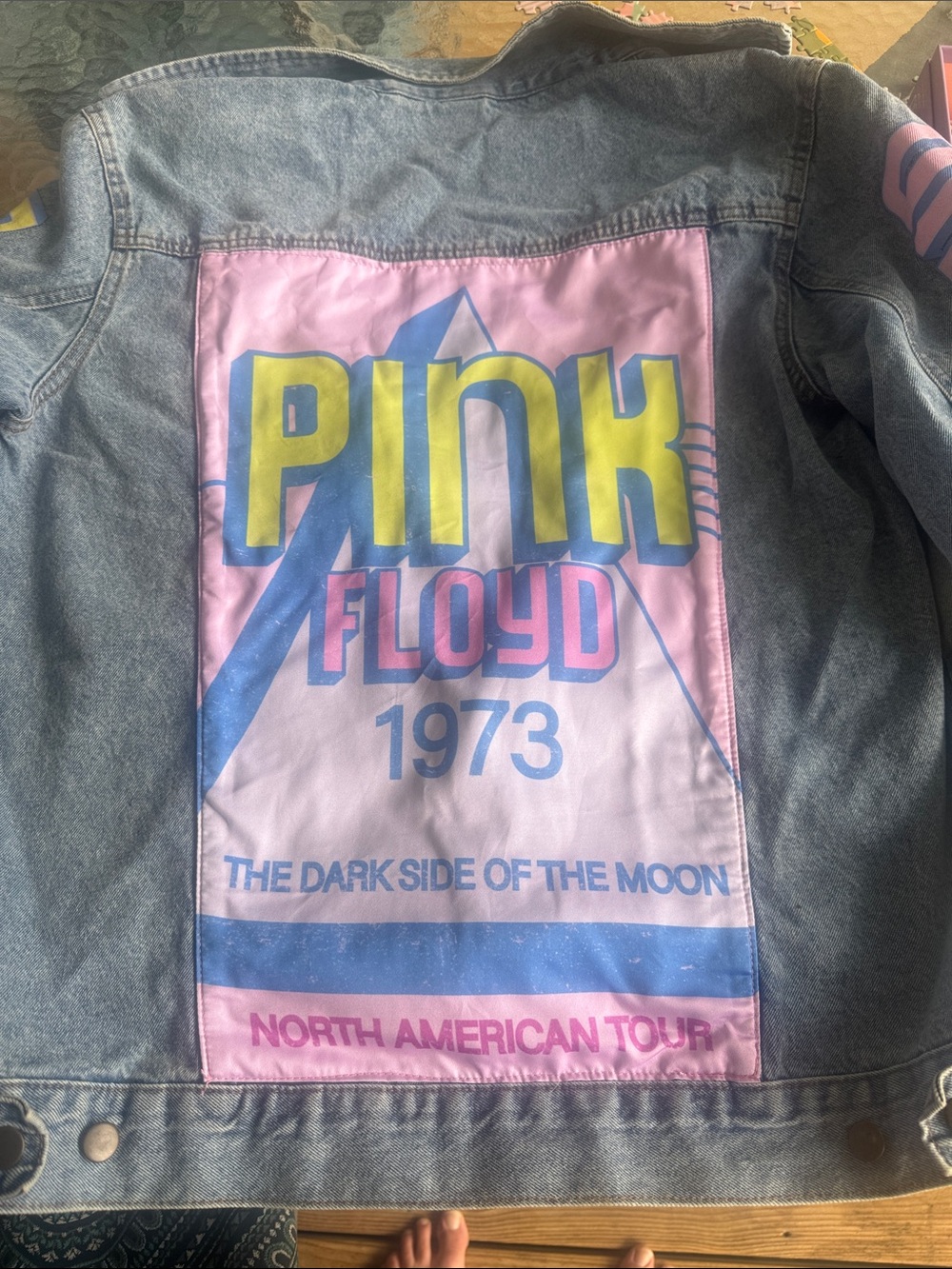 Pink Floyd Pastel Tour Patch Denim Jacket - Pink, Yellow, Blue